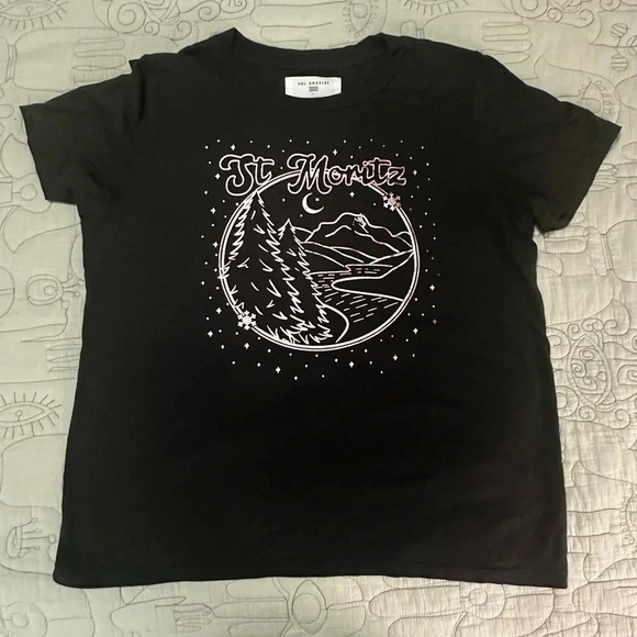 Anthropologie Sol Angeles L St Moritz Graphic Tee Copper Vintage Inspired - Picture 4 of 9